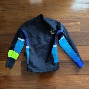 Rip Curl Kids Black and Blue Rashguard with Neon Accent